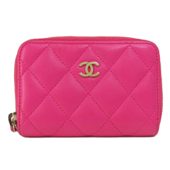 CHANEL Pink Lambskin Leather Wallet - Picture 1 of 11